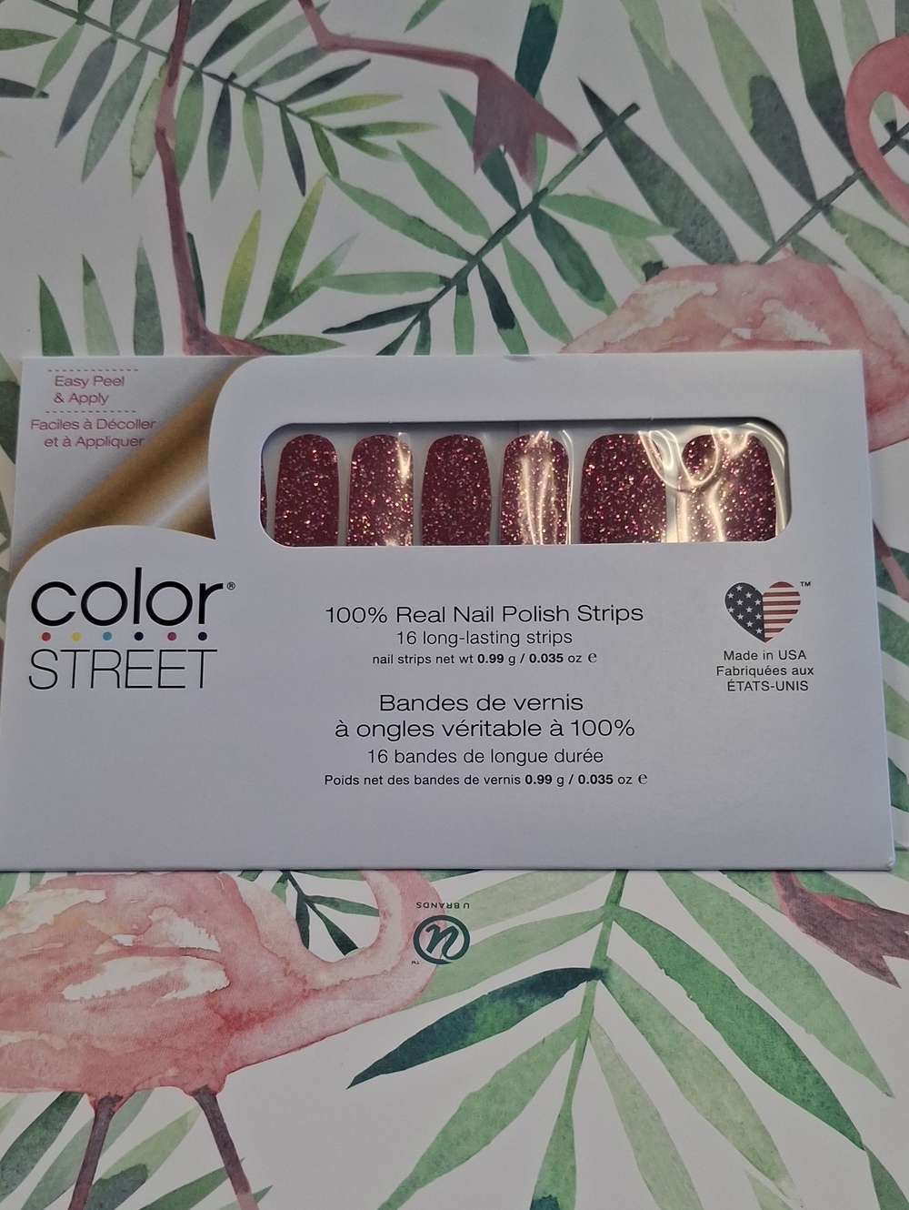 Color Street Rose Pink Glitter Nail Polish Strips- Chile It Cool